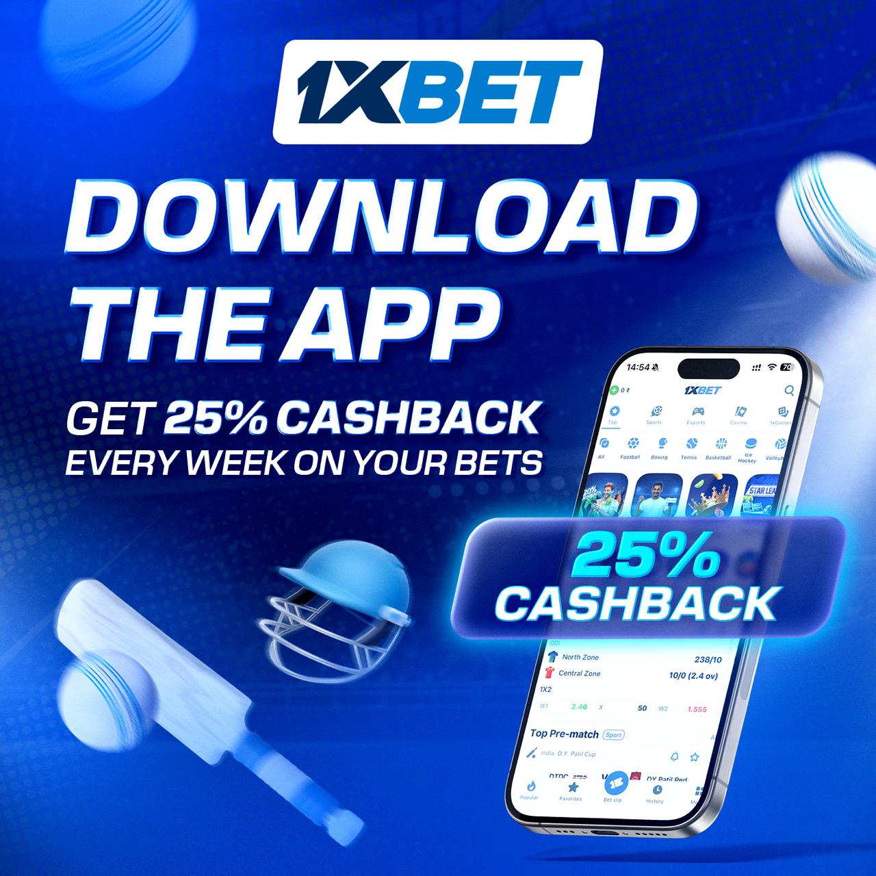 1xBet — Get 25% cashback every week